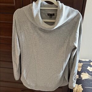 Elegant Light Gray Cowl Neck Sweater